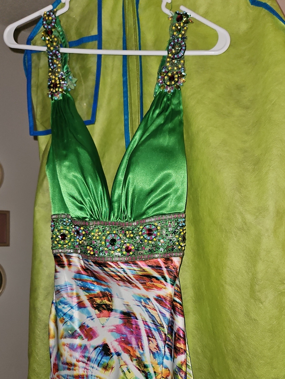 Green GIGI Beaded Halter Prom/Evening Dress